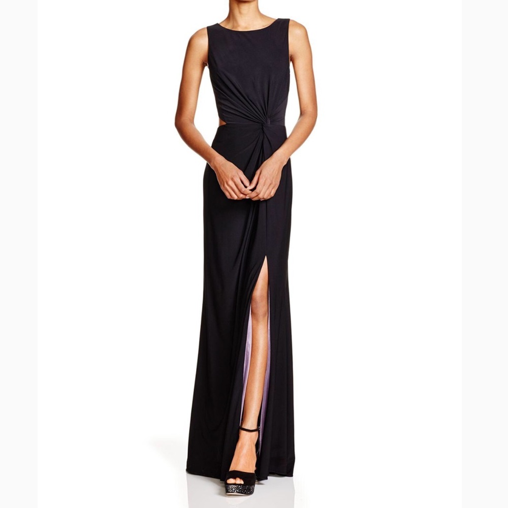 AQUA black formal gown